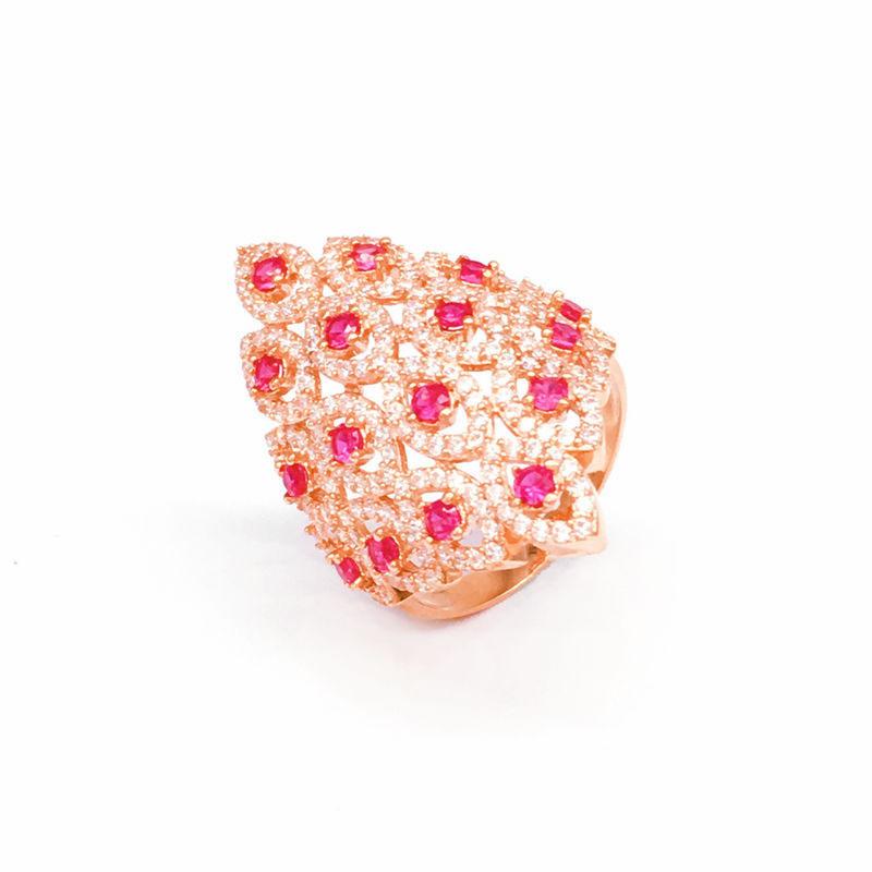 Фиолетовое Золото Роскошное Королевское Розовое Рубиновое Кольцо Позолоченное Розовым Золотом Алмазное Кольцо Женское open adjustable