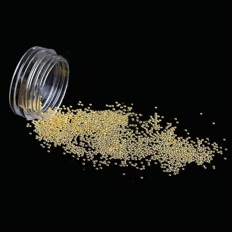 Caviar Nail Nails Gold And Silver Steel Beads Do Not Fade 1.2Mm Metal Microbeads 1000 Round Box Nail Jewelry