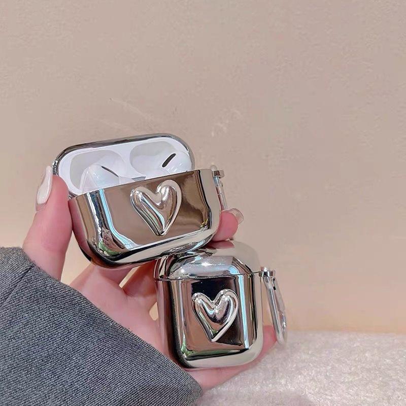 Ins Electroplating Three-dimensional Love for Apple AirPods1/1/1/1 Generation Bluetooth Headset Protective Case Wireless