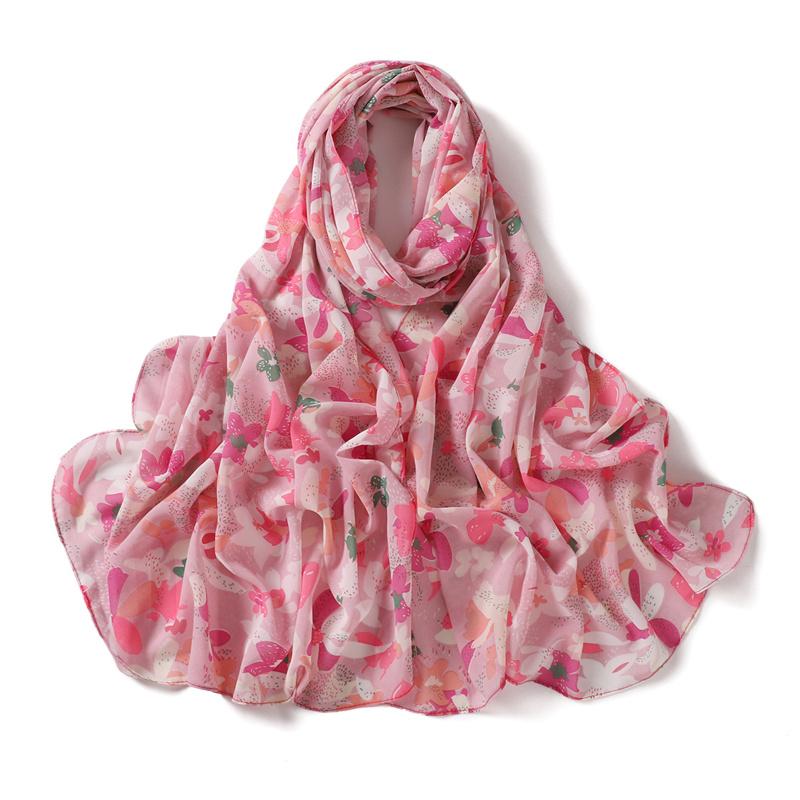 70*175cm Women Striped Floral Chiffon Hijab Fashion Scarf Lady Wraps Shawls Muslim Headband Islamic Scarves