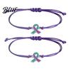 Breast Cancer Awareness Jewelry 2 Pcs Bracelets Adjustable Braided String Pink Ribbon Accessory Bracelets with Charm Inspirational Gifts for