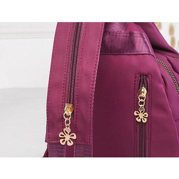 Women Solid Color Zipper Backpack Anti-theft Single Shoulder Bag Versatile Messenger Bag Daisy Embroidery Holiday Backpack