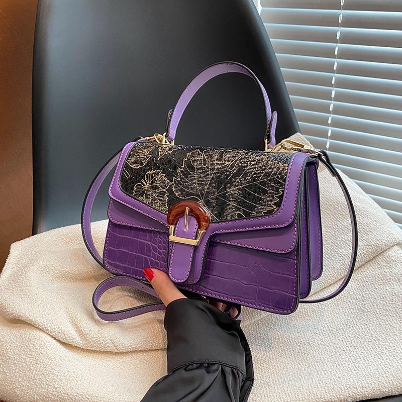 Women Satchels Vintage Serpentine Pattern Square Handbags Portable Flap Shoulder Bags Casual Commute Crossbody Bag for Ladies