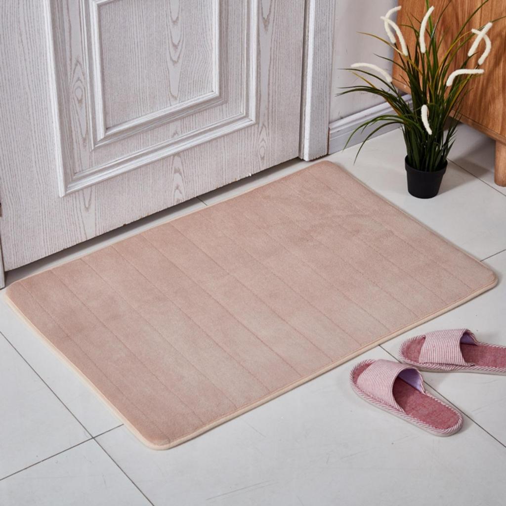 Coral Fleece Stripes Engraving Bathroom Mat Bath Non-slip Carpets In Wash Basin Bathtub Side Floor Rug Shower Room Doormat Memory Foam 3D Pad