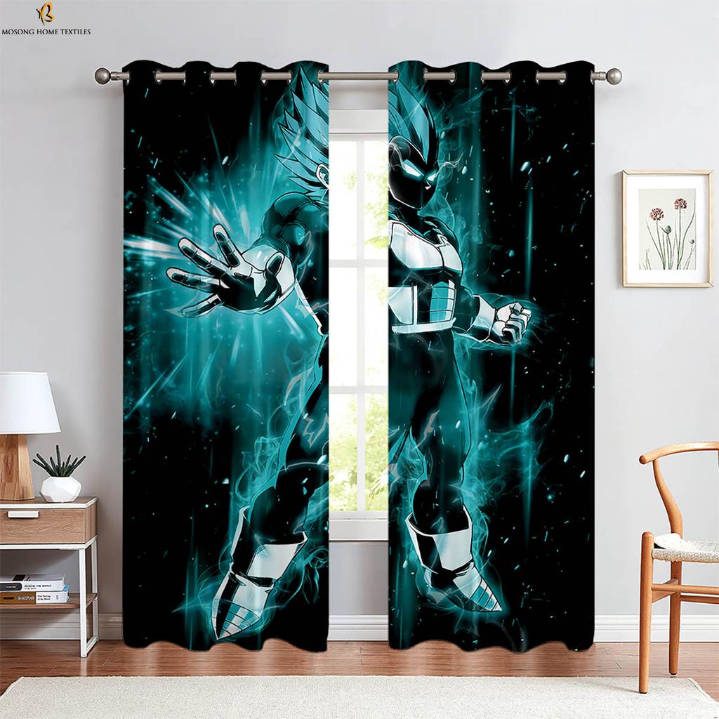 -Blooded Anime Cartoon Printed Curtains Boys And Girls Room Dormitory Decorative Curtains Easy To Wash And Care 2 Pieces