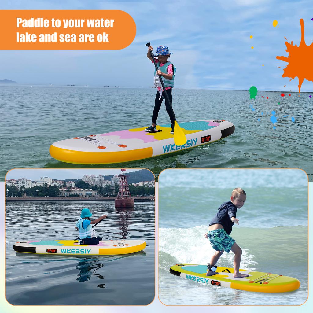 Inflatable Stand Up Paddle Board for Kids 8'x30''x6' Inflatable SUP Paddleboard Water Sport Surf