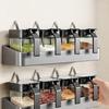 Wall-Mounted Stainless Steel Spice Rack with 4 Jars