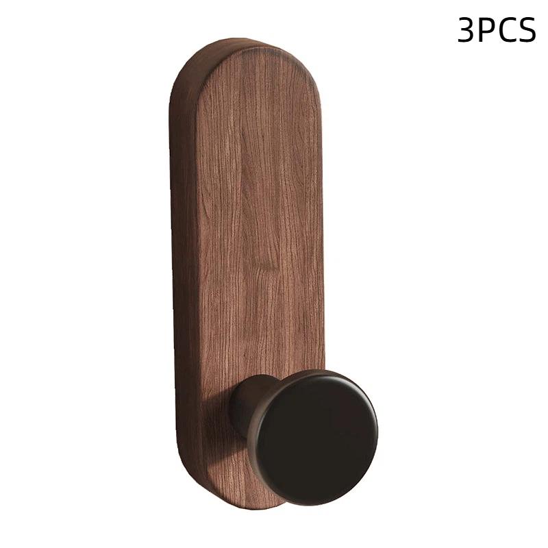 M-Nordic Style Wood Wall Hooks Self Adhesive Mounted Coat Towel Clothes Blanket Hat Backpack Robe Entryway Key Holder