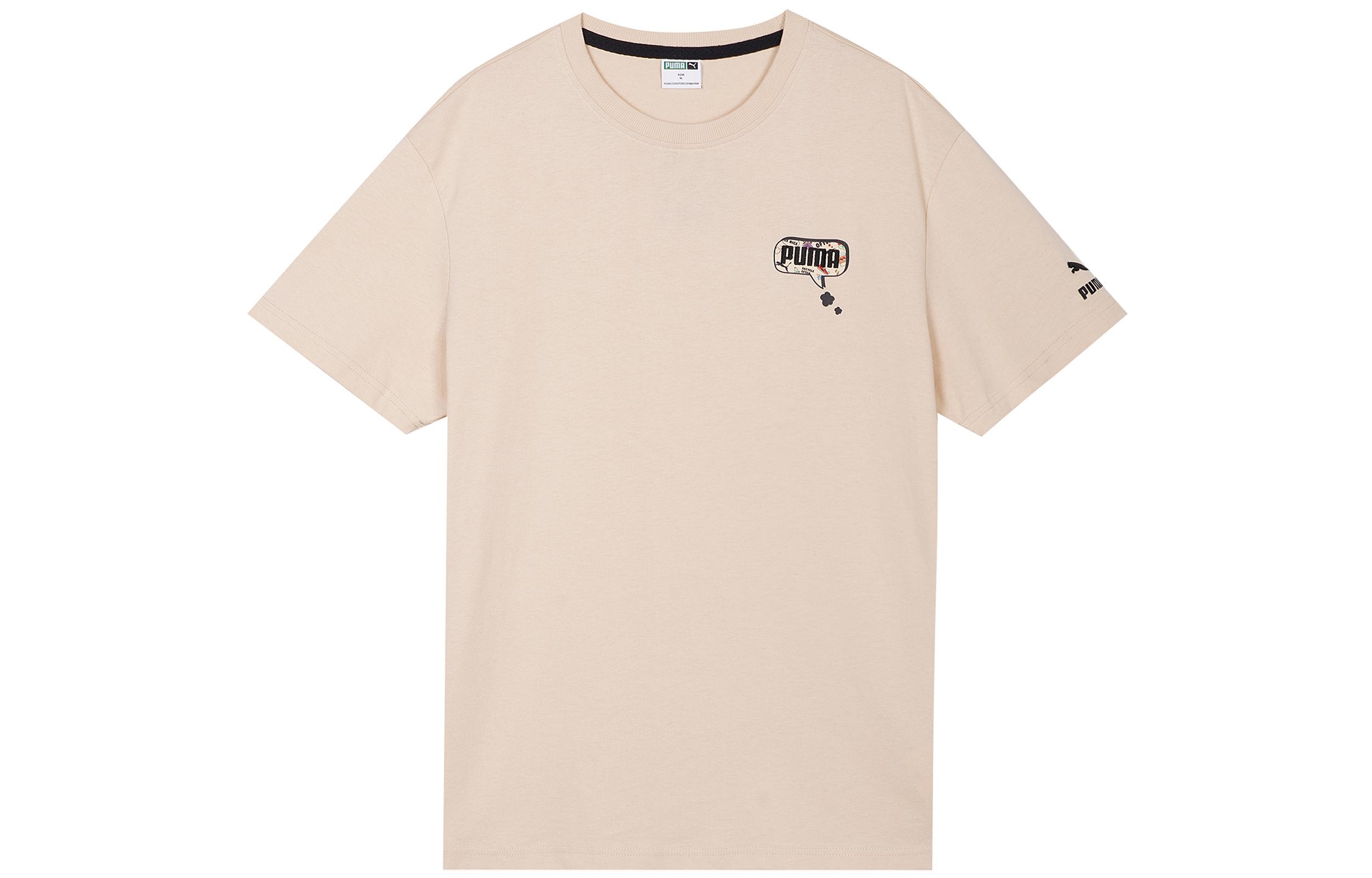 PUMA Elevate Tape T Shirts Men s Apricot Crew Neck Moderate Straight Fit 532034-68 XL