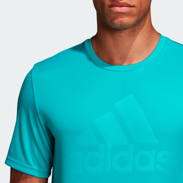 adidas T Shirts Men's Green Crew Neck Moderate Straight Fit CW7086