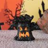 .1Pc Halloween Lighted Spooky Tree Decor Warm LED Glow Resin Build For Halloween Party Tabletop Haunted House Decor