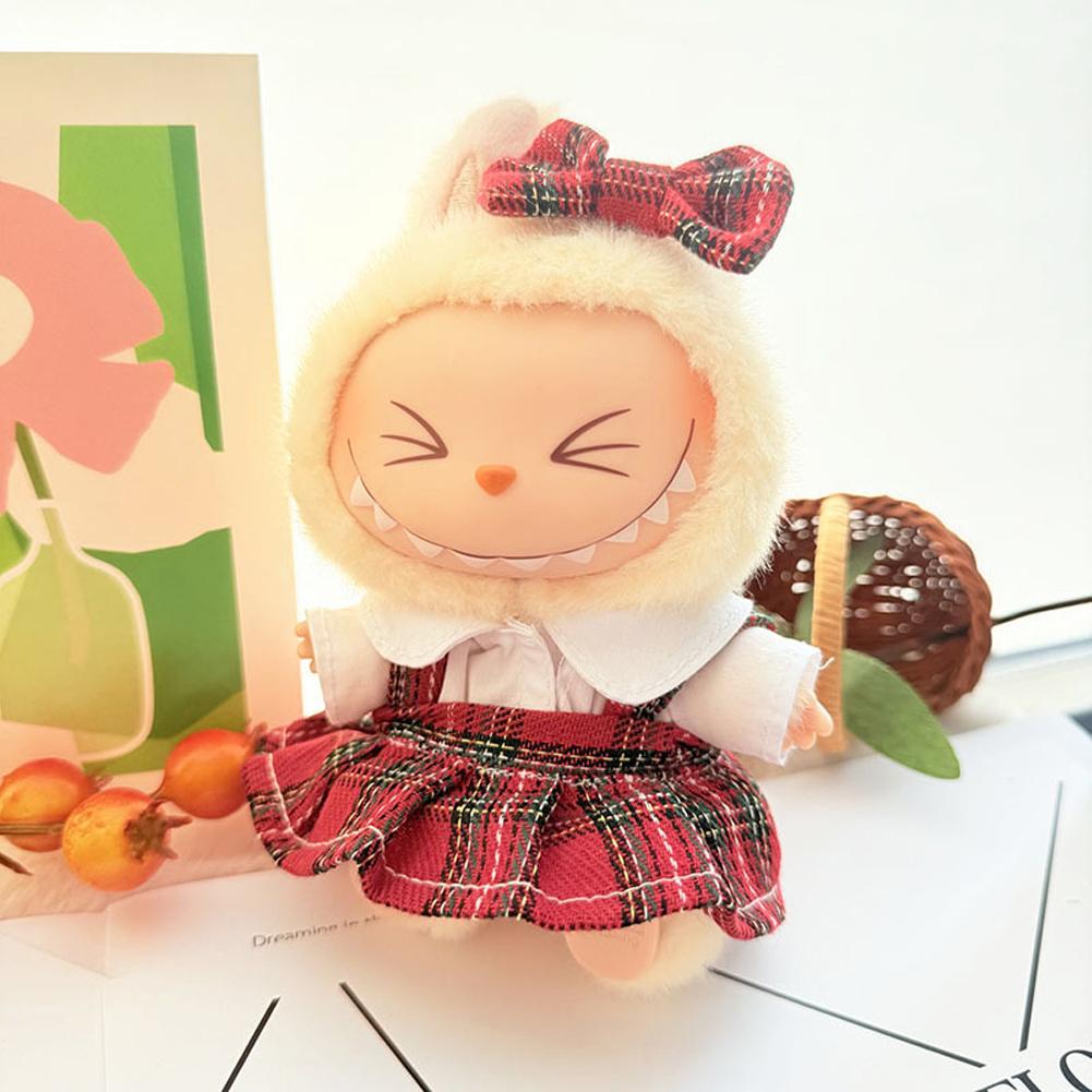 Für 17cm Labubu Puppenkleidung Modekleidung Kleid Puppenkleidung Farblich passend mit Kamera Brille Puppenzubehör Niedliche kleine Kleidungsstücke