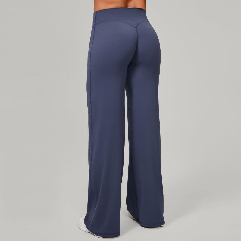 Women's High Waist Flared Yoga Pants Slim Fit Solid Color Stretch Workout Wide Leg Trousers