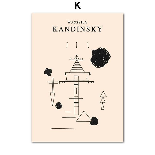 Geometry Lines Cat Works Posters and Prints Vintage Kandinsky Abstract Wall Art Picture Canvas Painting Living Room Home Decor