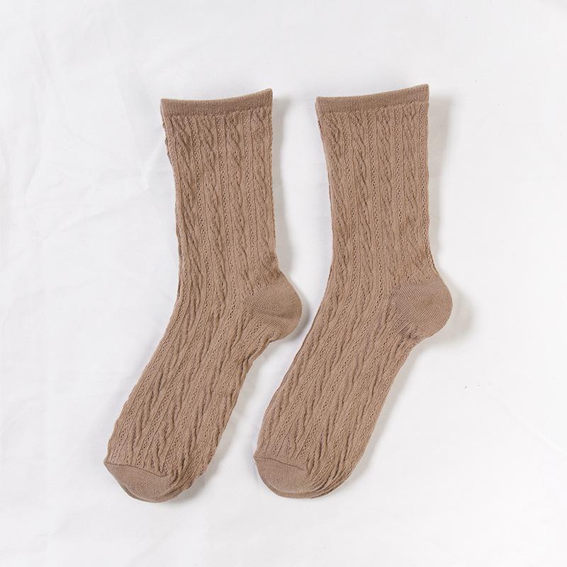 Zhuji Women's Mid-Calf Korean Style Socks - Autumn/Winter Japanese Preppy Long Tube Pile Socks