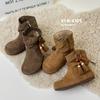 Herbst und Winter 2025 neue Kindermode Retro Fransenanhänger runde Zehe Stiefel zum Stapeln