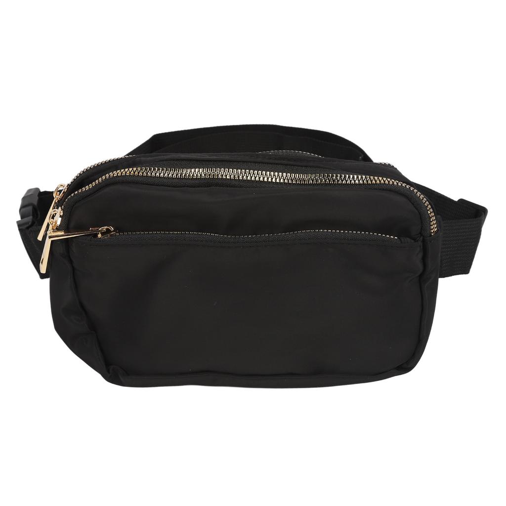 Outdoor Sports Waist Bag Black Fashionable Water Resistant Zipper Chest Messenger Bag for Hiking Black 7.1 X 5.1 X 2.2in