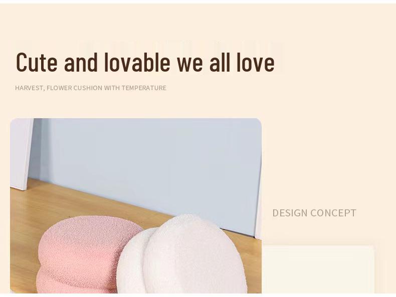 Rund krakk i lammeull - Kreativt, lavt design for stue, barnesofa, skoskiftebenk