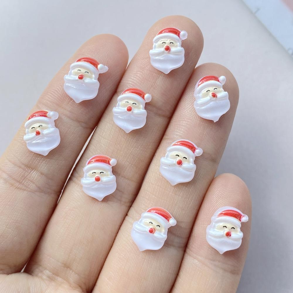 50pcs Resin Mini Colorful Christmas Snowman Tree Santa Claus Deer Flatback Figurines Nail Art DIY Scrapbook Accessories Crafts