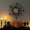 Halloween Decoration Wreath Black Branch with Spider LED Strings Light Battery Powered for Party Home Front Door Wall Decor