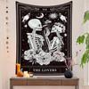 1pc The Lovers Tarot Skeleton Tapestry Floral Moon Sun Pattern Flat Print Hanging Cloth Gothic Romantic Home Decor Bedroom