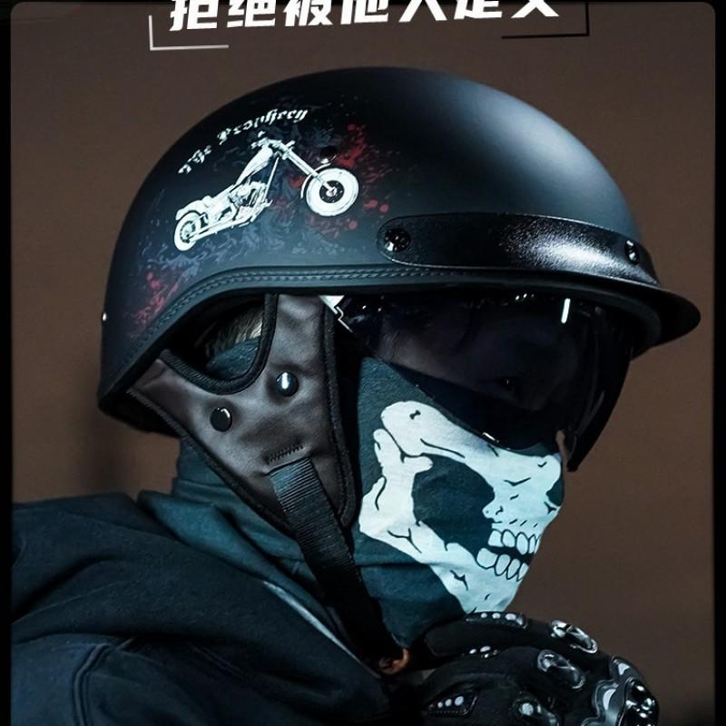 Motorcycle Half Helmet Vintage Scooter Men Women Universal Seasonal Lightweight Retro Crash