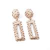 European & American Geometric Floral Metal Dangle Earrings - Retro Rectangular Design