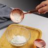 Gold-Plated Stainless Steel Measuring Cups & Spoons with Solid Wood Handles and Scale Markings for Baking.