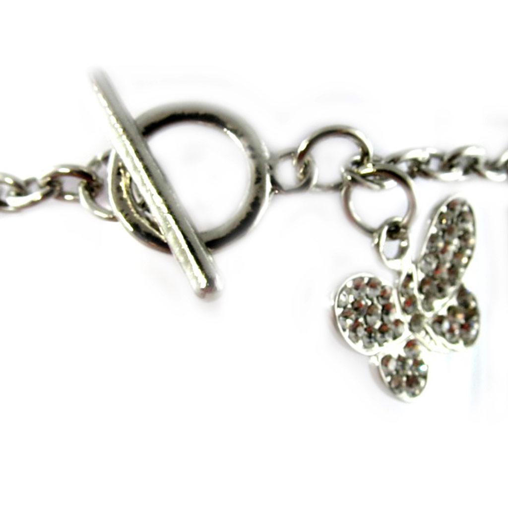 Les Trésors De Lily [F7997] - Silver 'Butterfly' Designer Bracelet