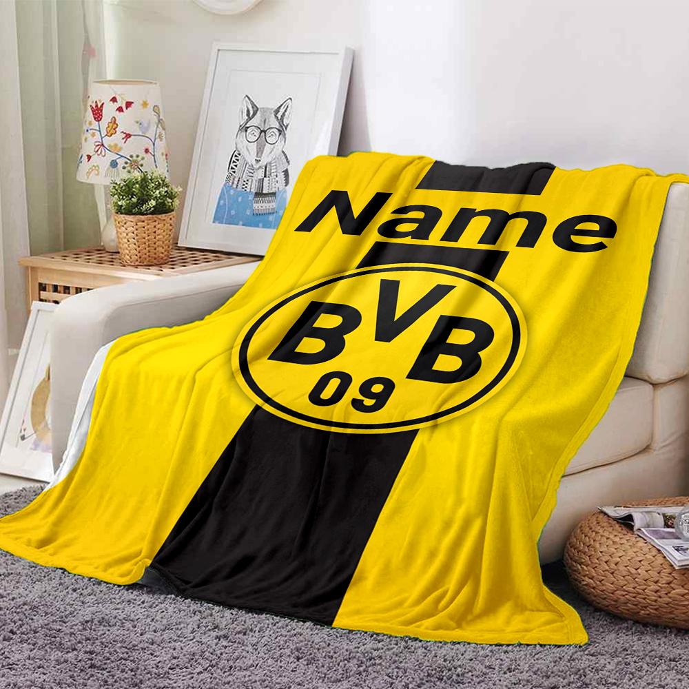 Custom Name Borussia Dortmund Theme Printed Blanket Perfect For Couch Bed Travel Outdoor Use Machine Washable Cozy Durable