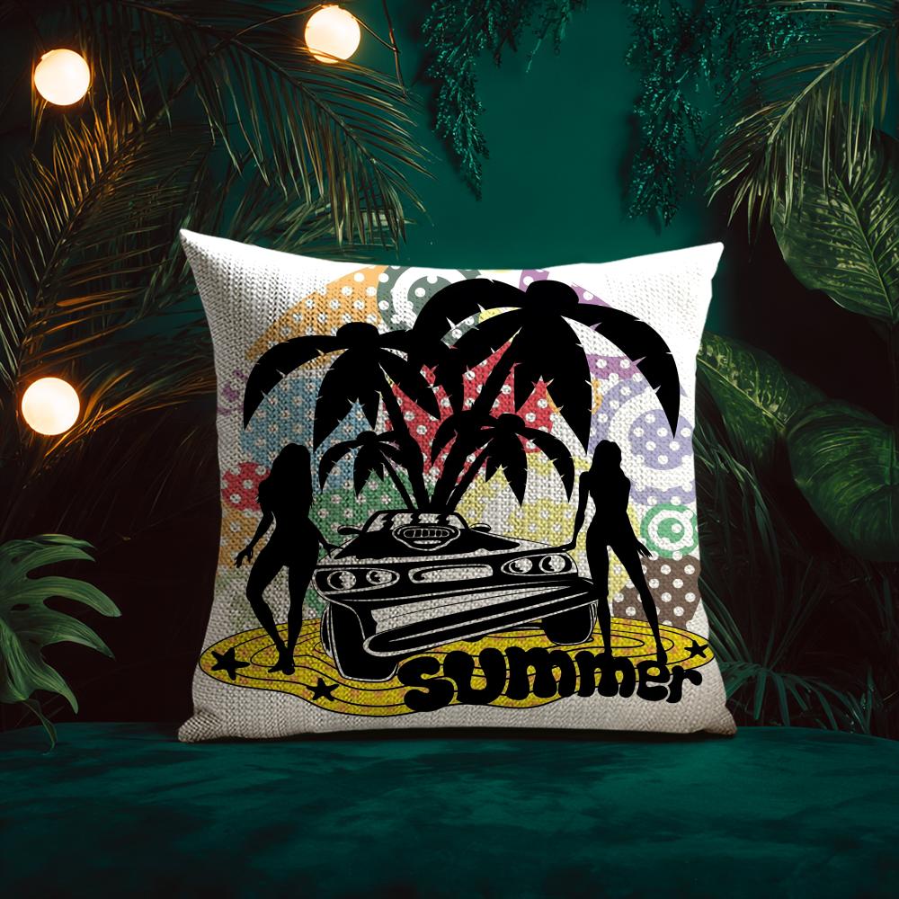 American Classic Beach Style Cushion Cover Silky Elegant Comfort Sofa Bed Invisible Zipper Beach Pillowcase