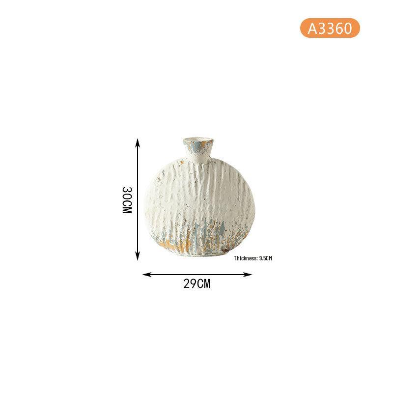 Retro Terracotta and White Vase for Dried Flowers, Home Decor Ornaments for Living Room