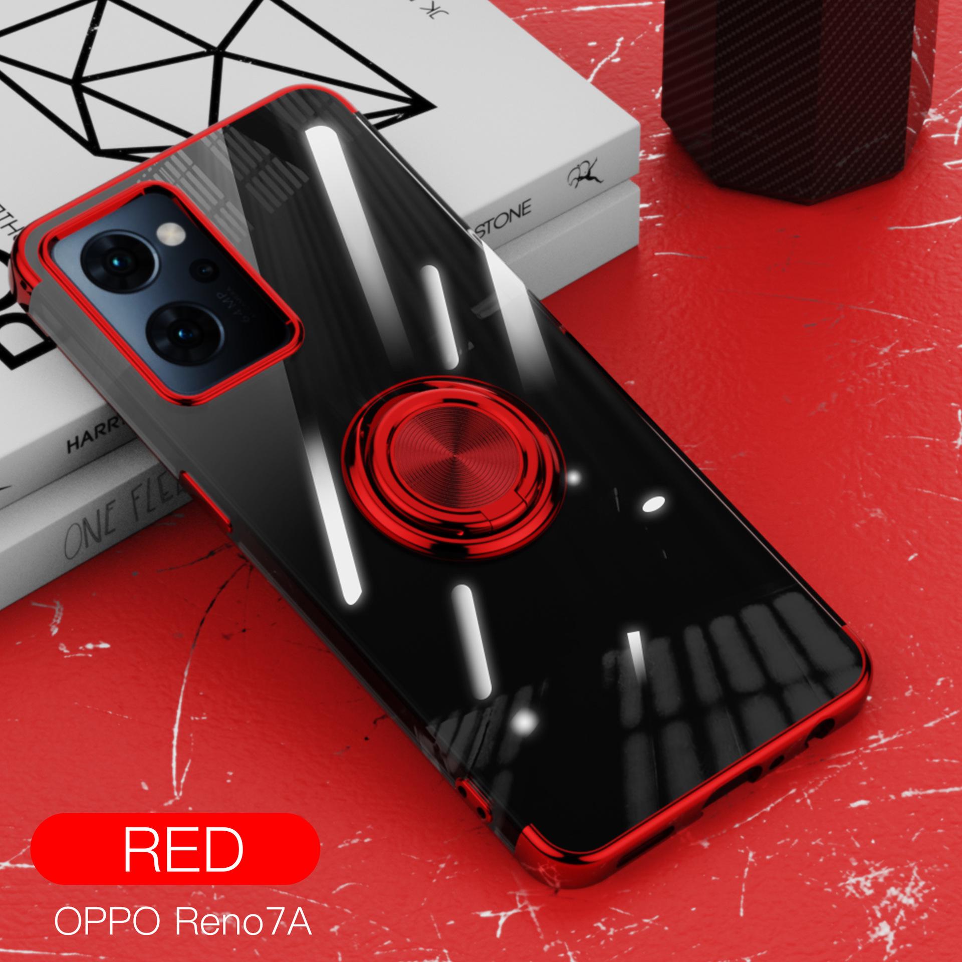 

OPPO Reno11A/Reno97/5A совместимый японский вариант прозрачный чехол для телефона TPU с гальваническим покрытием с защитным покрытием и кольцом Reno13A Japan Ver. красный