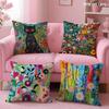Cat Flower Cushion Cover Soft Short Plush Double-Sided Printing Home Decor Machine Washable Pillow Case Gift