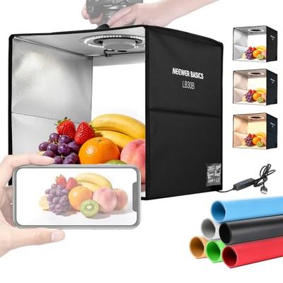 NEEWER BASICS LB30B Photo Booth, 30x30x30cm, Bicolor Photo Studio Light Box, Foldable Photography Booth with 6-Color Backdrops, 120 LEDs, CRI95+, 5800
