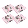 Good-4PCS Xmas Trees Snow Pink Christmas Placemats Winter Table Mats For Kitchen Dining Decoration
