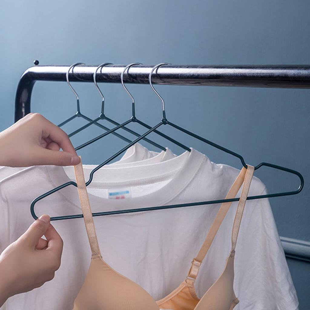 10pcs-Non-Slip Coated Metal Suit Coat Hangers Heavy Duty Clothes Hangers Metal Shirt Jacket Hanger with Round Notches for Dress