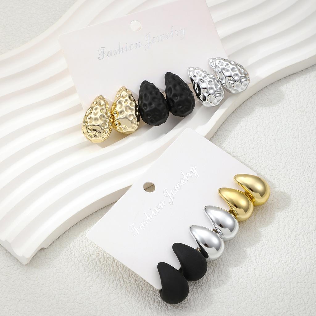 Hot-selling ins in Europe and America, three-color CCB water drop earrings set, simple and fashionable high-end stud earrings, earrings and accessorie