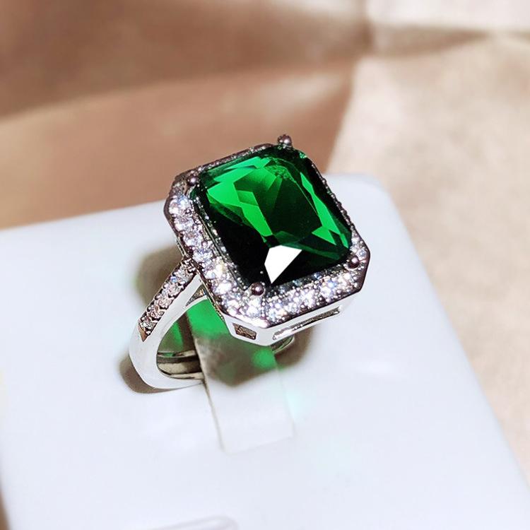 Classic Fashion Retro Ladys Engagement Ring with Colorful Zircon Fashion Pink Blue Green Girls Ring