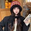 Autumn and winter hats women's warm ear protectors knitted wool hats retro dual-purpose bag hats