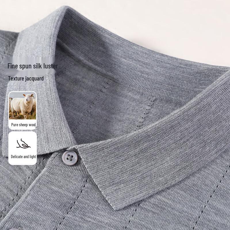 

Lanweilong Men s 100% Wool Jacquard Polo Shirt 52