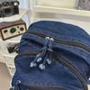 Denim Backpack Student Schoolbag Solid Color Backpack