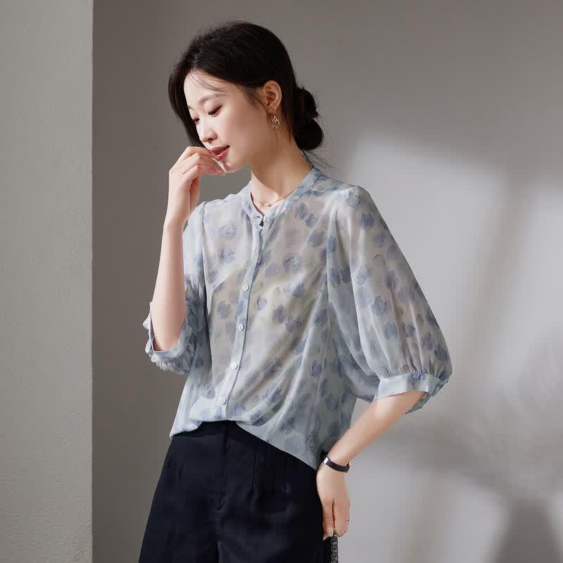 SOFSIL Women's 100% Mulberry Silk 3/4 Sleeve Blouse