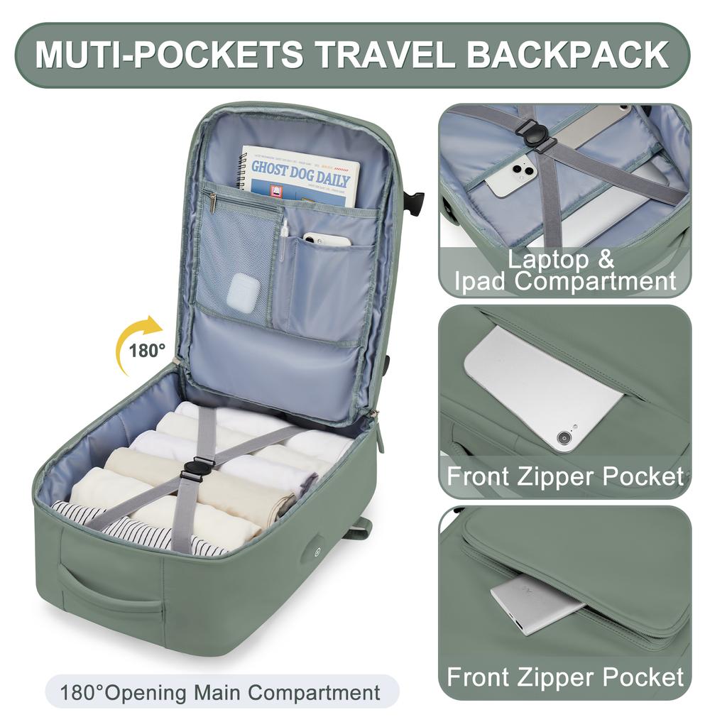 Reiserucksack, wasserdichter Handgepäck-Rucksack, Laptop-Rucksack für Damen und Herren, geeignet zum Studieren, Reisen oder Arbeiten