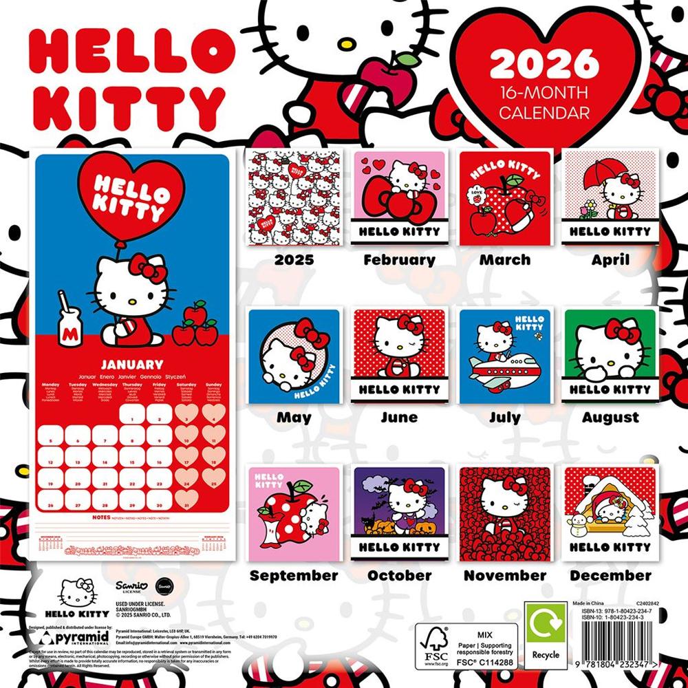 Hello Kitty 2026 Square Calendar
