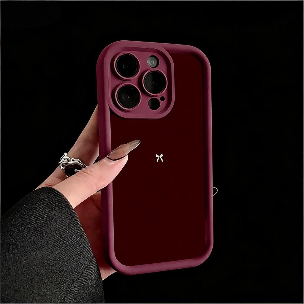 Simple Wine Red Bow Pattern Phone Case for Xiaomi Redmi Note 14 13 12 11 Pro Plus 4G 5G 12S 11S 10S 10 9 9S 14C 13C Cover