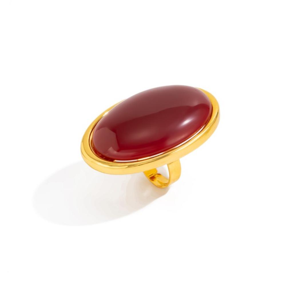 Elegant Style Oval Resin Finger Ring Simple Light Luxury Retro Earrings  Party