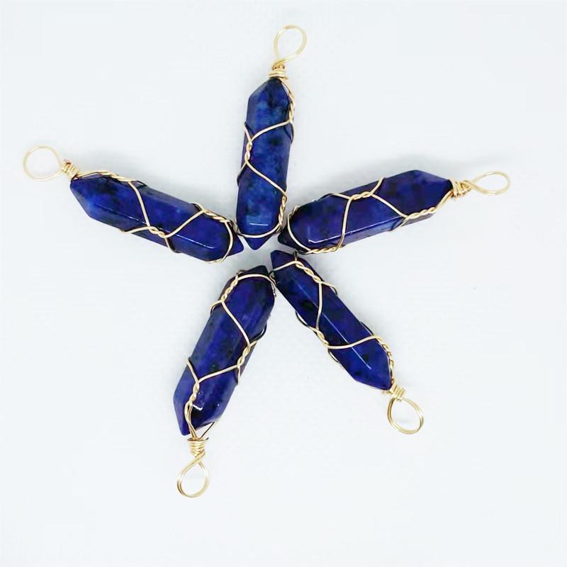 Hexagonal Double-Ended Crystal Pendant DIY Jewelry Accessory