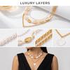 Bohemian Multi-layer Starfish Shell Pendant Necklace for Women Beach Imitation Pearl Metal Beads Choker Neck Chain Party Jewelry