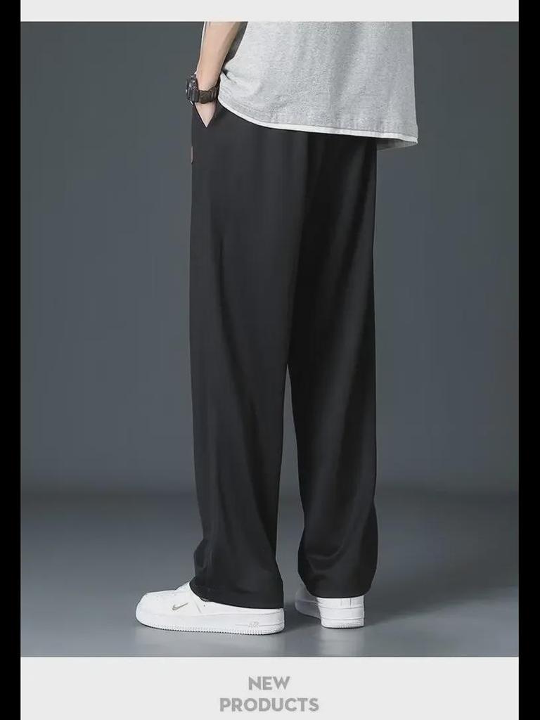 Men's Casual Ice Silk Quick-Dry Trousers - Lightweight, Straight, Loose Sports Pants for Spring/Summer